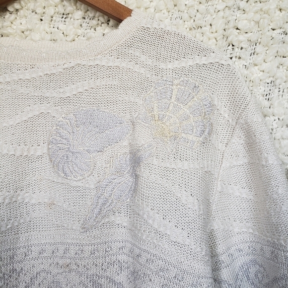 Vintage grandmacore cottagecore knit mermaid short sleeve sea medium large - Picture 10 of 12